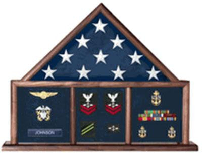 Flag and Medal Display Case, Shadow Box, Combination Flag/Medal - Size 5' x 8' Flag