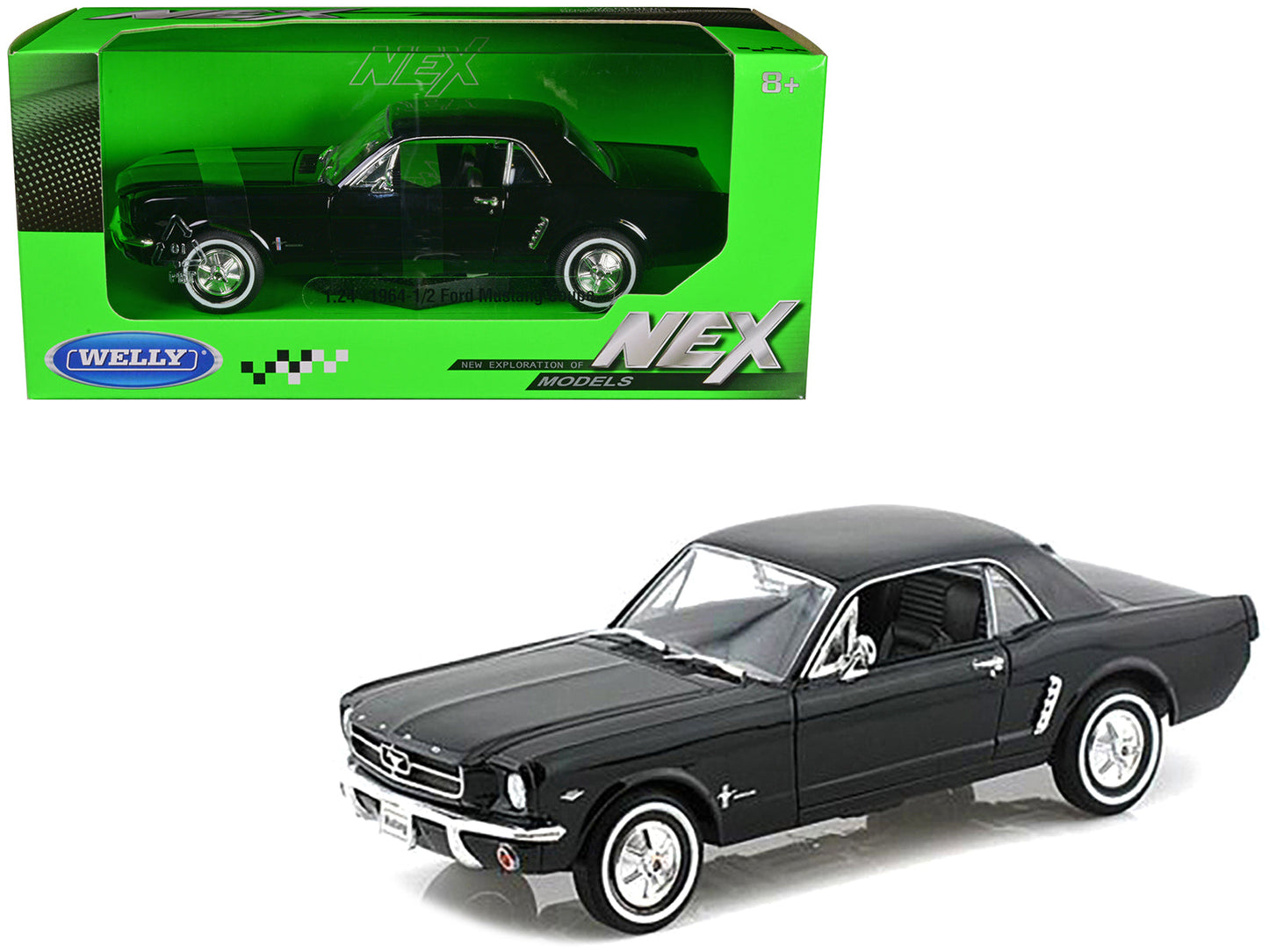 1964 1/2 Ford Mustang Coupe Hard Top Black 1/24 Diecast Model Car by Welly  free shipping USA