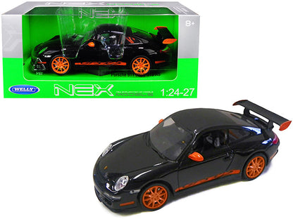 Porsche 911 (997) GT3 RS Black with Orange Accents 1/24-1/27 Diecast Model Car by Welly  free shipping USA