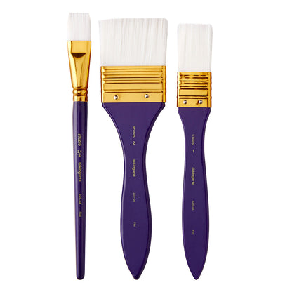 Studio Mixed Media White Nylon Brush Set - 3 pc