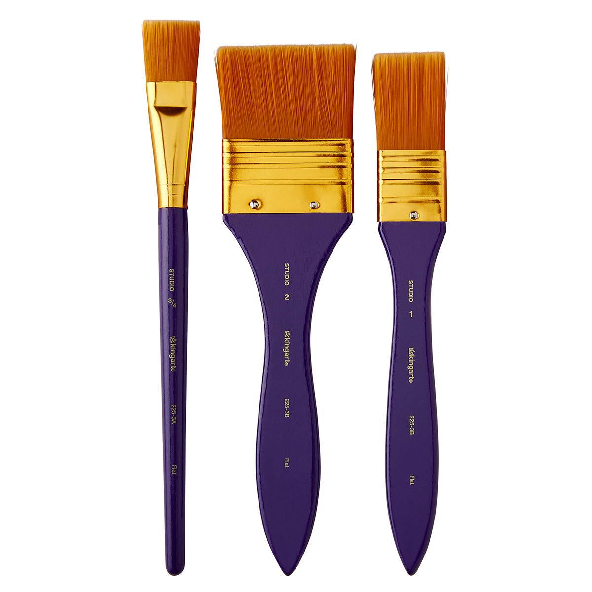Studio Mixed Media Gold Nylon Brush Set - 3 pc