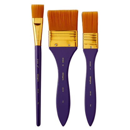 Studio Mixed Media Gold Nylon Brush Set - 3 pc