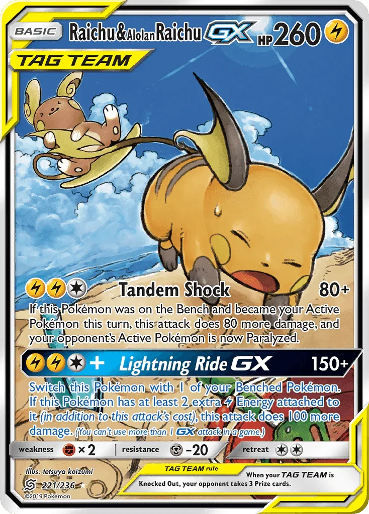 Raichu & Alolan Raichu GX (221/236) [Sun & Moon: Unified Minds]