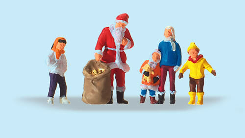 Preiser 29098 HO Scale Santa Cluas with 4 Children