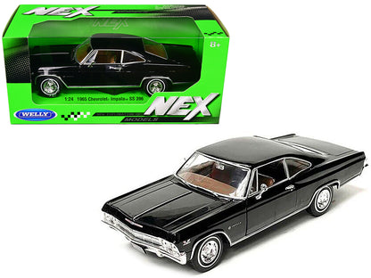 1965 Chevrolet Impala SS 396 Black with Brown Interior "NEX Models" 1/24 Diecast Model Car by Welly  free shipping USA
