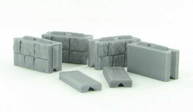3D To Scale 50-130-GY 1/50 – Precast Wall Block Set Concrete Scenery