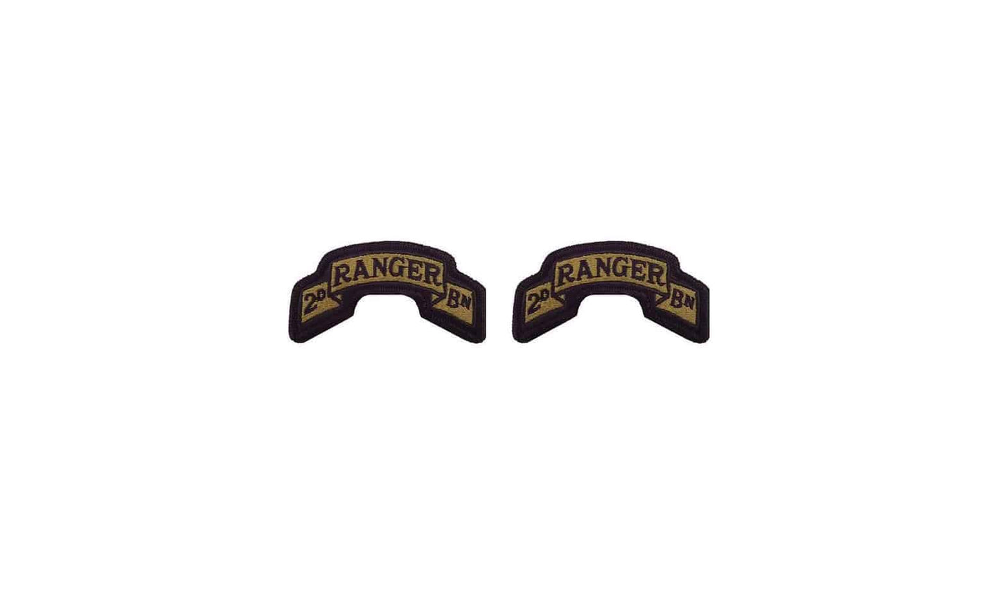 U.S. Army 75th Ranger Regiment 2nd Battalion OCP Scroll with Hook Fastener (pair)