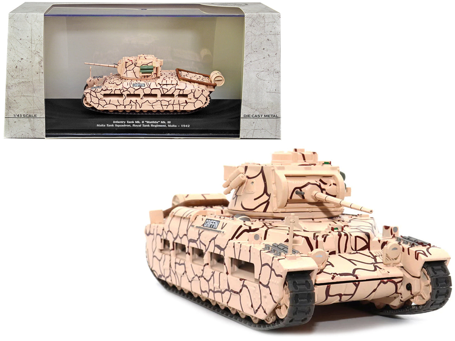 Infantry Tank Mk. II "Matilda" Mk. III "Griffin" "Malta Tank Squadron Royal Tank Regiment Malta 1942" 1/43 Diecast Model by AFVs of WWII  free shipping USA