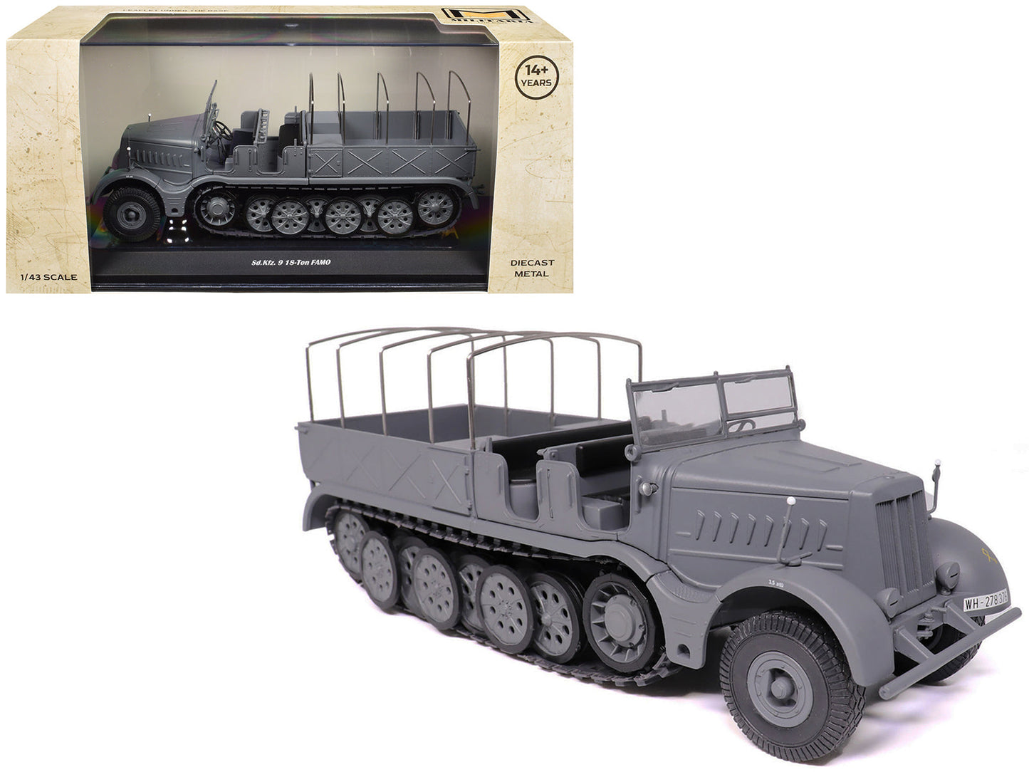 Sd.Kfz. 9 18-Ton FAMO AFV Gray "German Army" 1/43 Diecast Model by Militaria Die Cast  free shipping USA