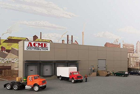 Walthers Cornerstone 4071 HO Concrete Warehouse Background