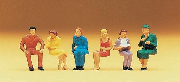 Preiser 14095 HO Scale Spectators Seated Persons pkg(6)