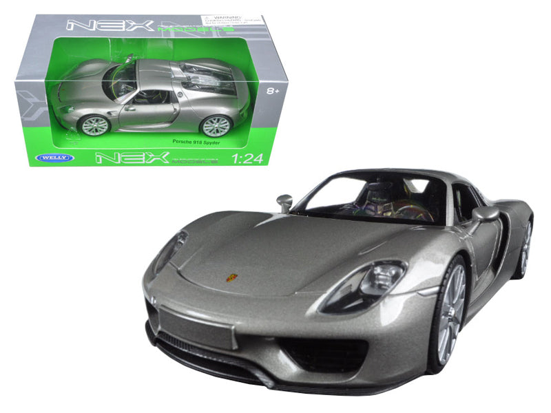 Porsche 918 Spyder Silver Closed Roof 1/24 Diecast Model Car by Welly  free shipping USA
