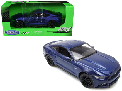 2015 Ford Mustang GT 5.0 Blue Metallic "NEX Models" Series 1/24 Diecast Model Car by Welly  free shipping USA