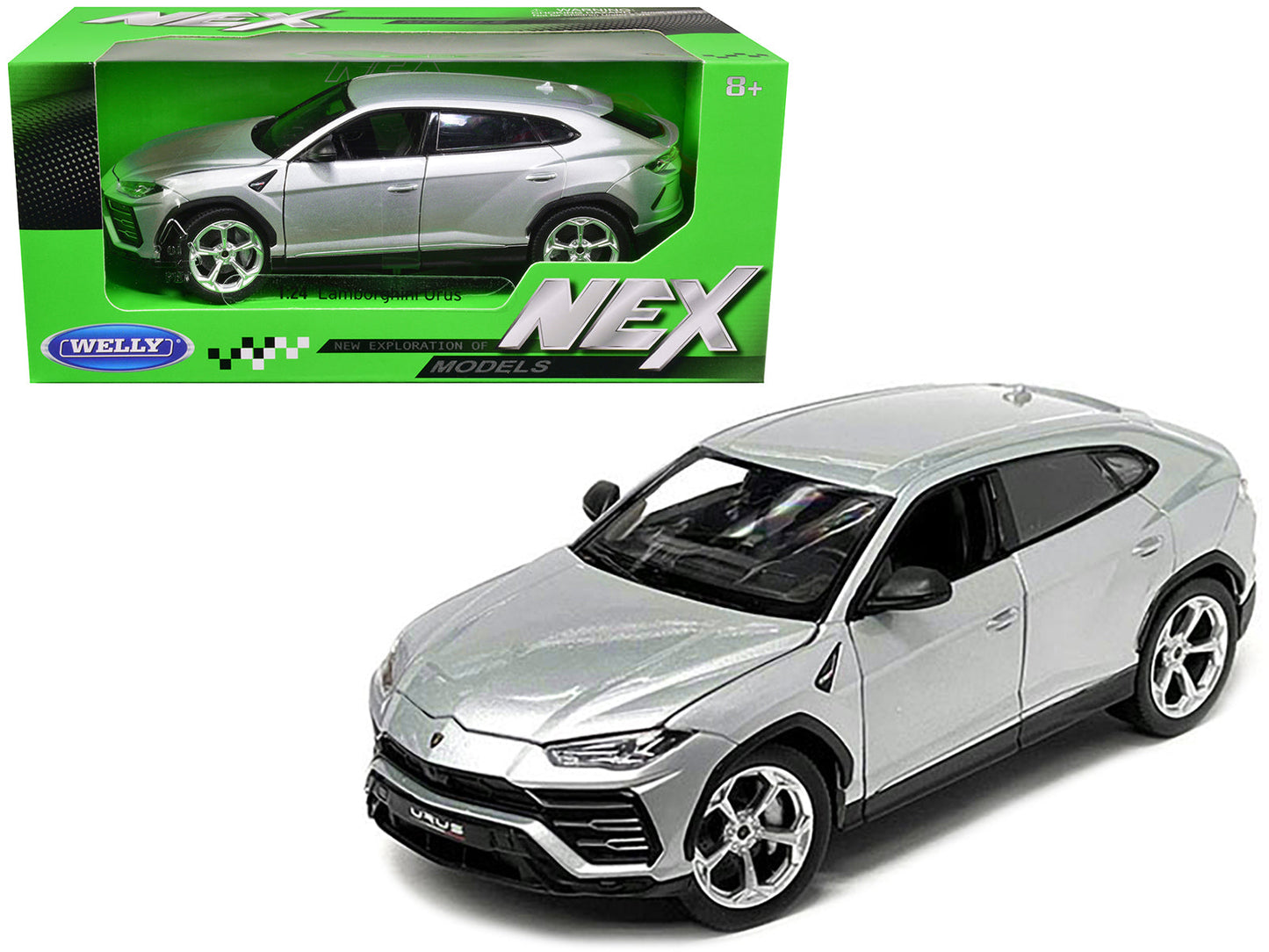 Lamborghini Urus Gray Metallic "NEX Models" 1/24 Diecast Model Car by Welly  free shipping USA