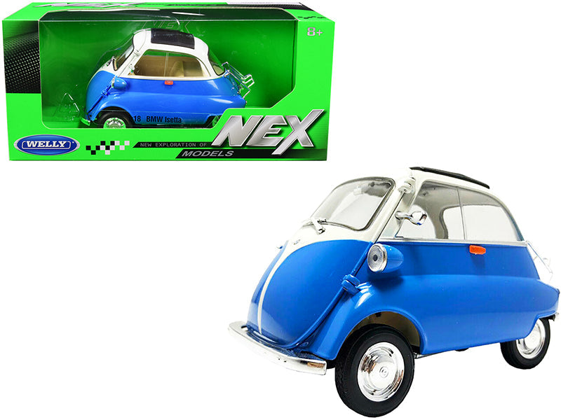 BMW Isetta Blue and White "NEX Models" 1/18 Diecast Model Car by Welly  free shipping USA