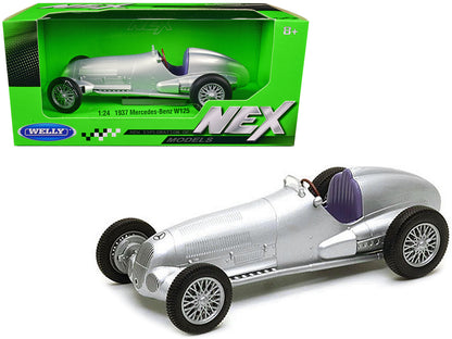 1937 Mercedes-Benz W125 Silver Metallic "NEX Models" Series 1/24 Diecast Model Car by Welly  free shipping USA