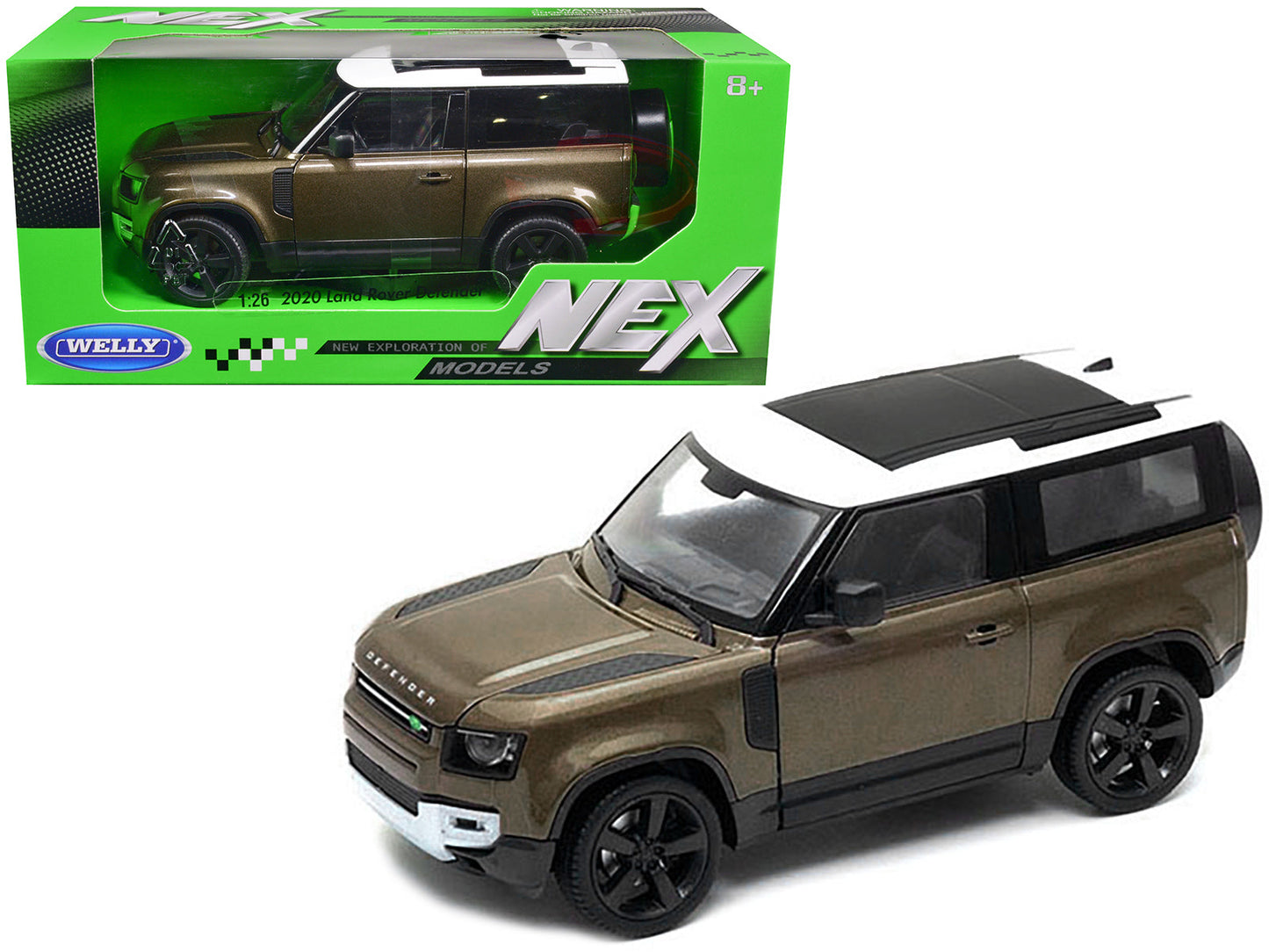 2020 Land Rover Defender Brown Metallic with White Top "NEX Models" 1/26 Diecast Model Car by Welly  free shipping USA