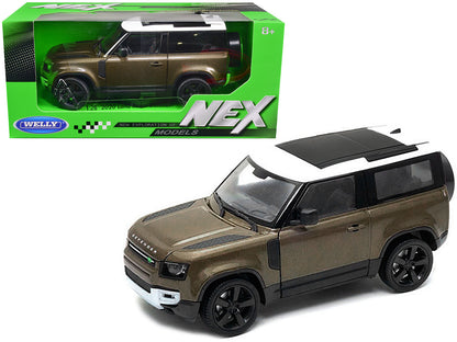 2020 Land Rover Defender Brown Metallic with White Top "NEX Models" 1/26 Diecast Model Car by Welly  free shipping USA
