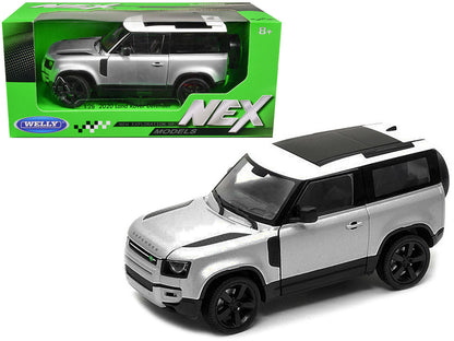 2020 Land Rover Defender Silver Metallic with White Top "NEX Models" 1/26 Diecast Model Car by Welly  free shipping USA
