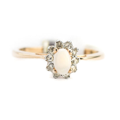 Vintage Genuine Opal or Austrian Crystal Ring 18k Yellow Gold Electroplated by PVD Vintage Jewelry