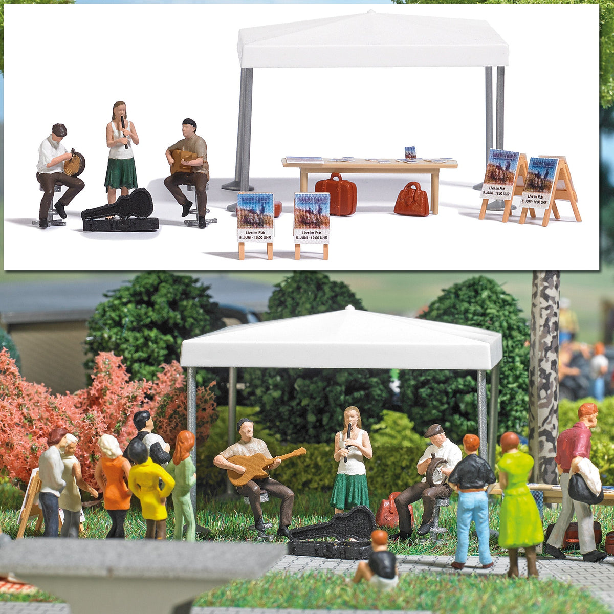 Busch 7846 HO Scale Street Musicians Action Set, 3 Figures