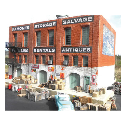 Downtown Deco 1073 HO Scale Ramones Storage and Salvage -- Cast Hydrocal Kit