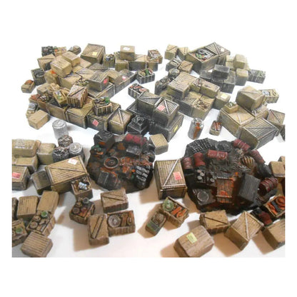 Downtown Deco 60 O Scale Clutter, Crates and Boxes Detail Set -- Unpainted
