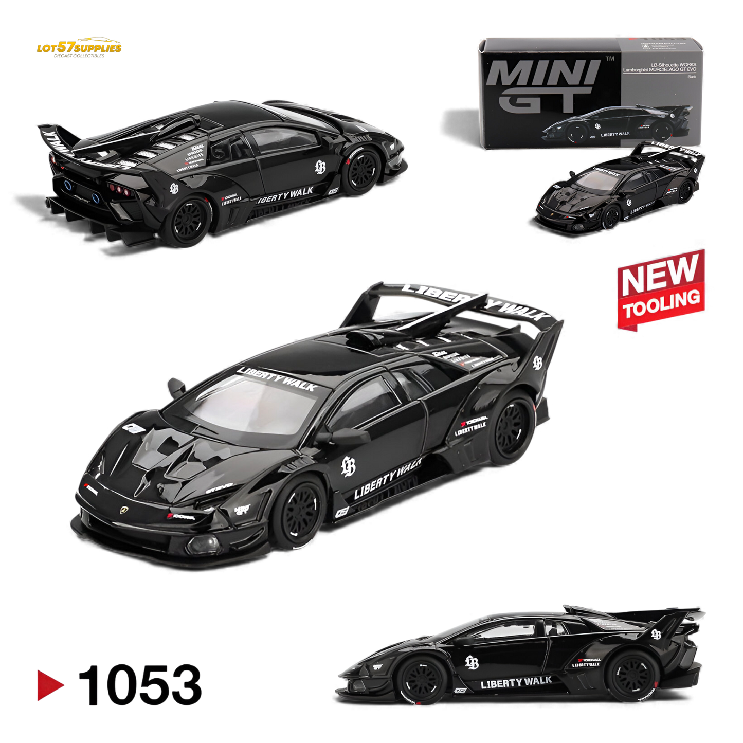 (Pre-Order) Mini GT Lamborghini LB-Silhouette Works Murcielago GT Evo - Black 1:64