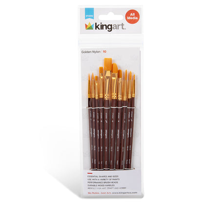 Studio Mixed Media Gold Nylon Brush Set  - 10 pc