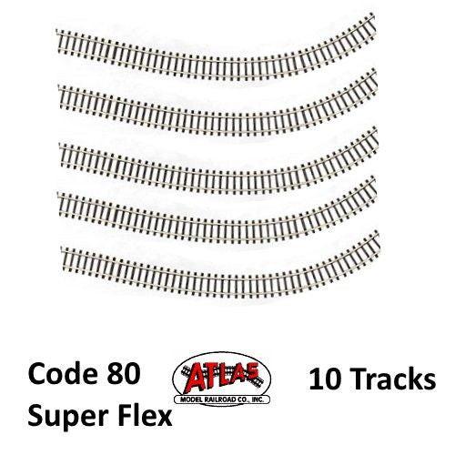 Atlas 2500 N Code 80 Super-Flex Track Black Ties / Nickel Silver Rail (10 Pcs)