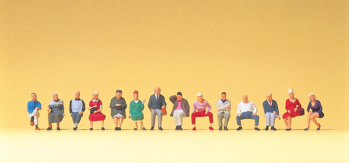 Preiser 10524 HO Scale Seated Travellers Figure Set