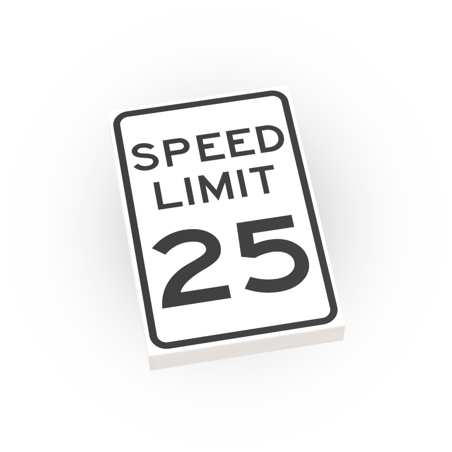 25 MPH Speed Limit Street Sign - Custom Printed 2x3 Tile - Made Using LEGO® Parts