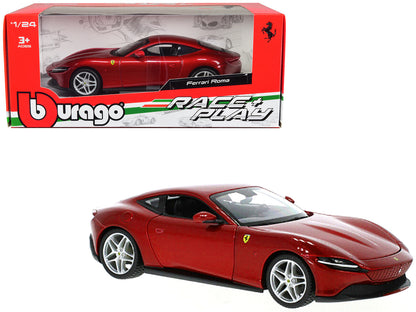 Ferrari Roma Red Metallic "Race + Play" Series 1/24 Diecast Model Car by Bburago  free shipping USA