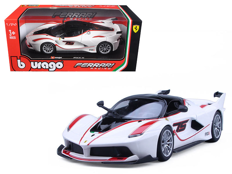 Ferrari Racing FXX-K #75 White 1/24 Diecast Model Car by Bburago  free shipping USA