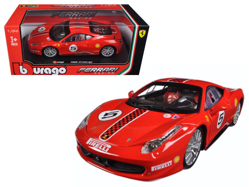 Ferrari 458 Challenge #5 Red 1/24 Diecast Model Car by Bburago  free shipping USA