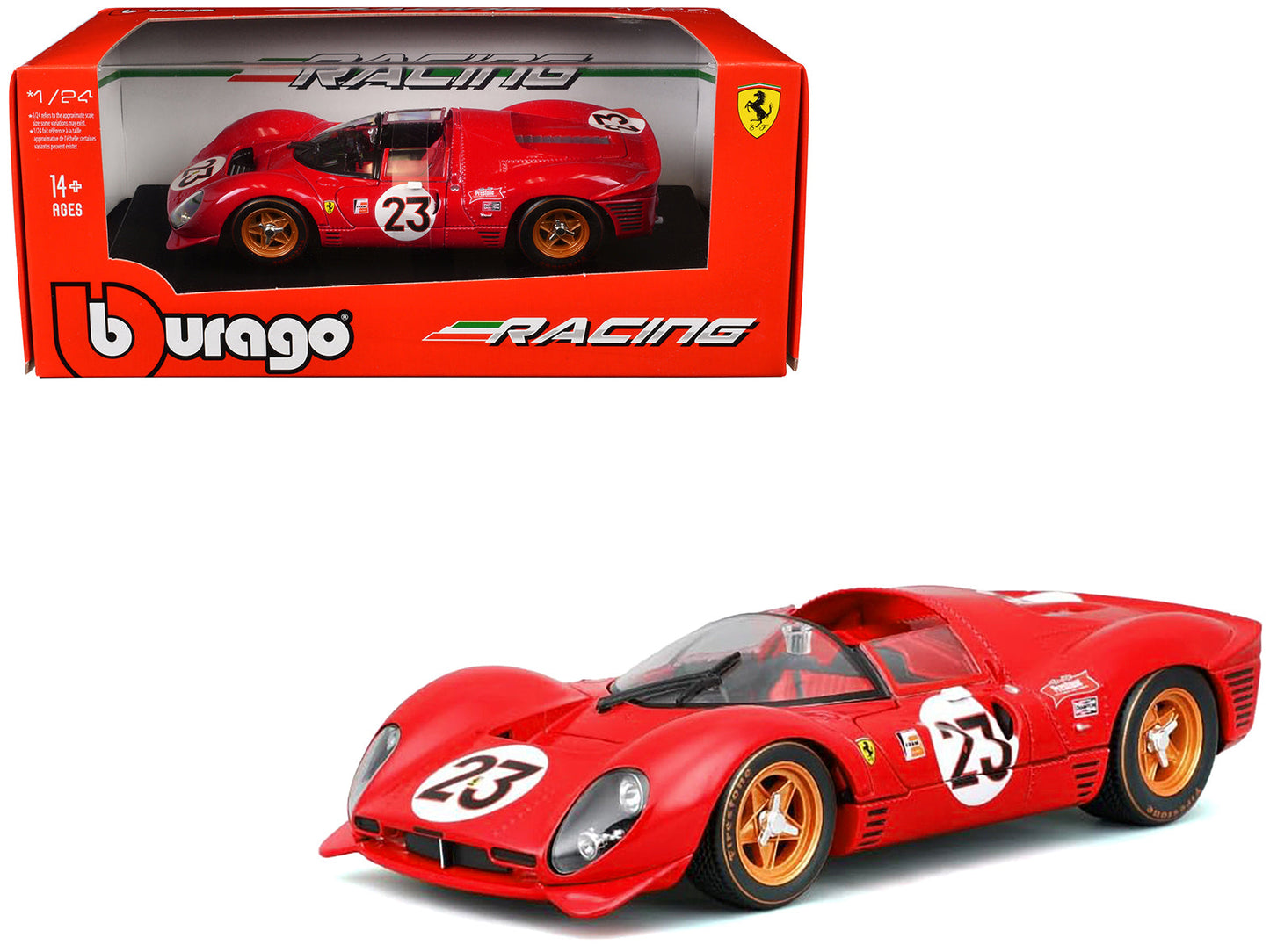 Ferrari 330 P4 #23 Lorenzo Bandini - Chris Amon "Ferrari S.P.A." Winner "24 Hours of Daytona" (1967) "Racing" Series 1/24 Diecast Model Car by Bburago  free shipping USA