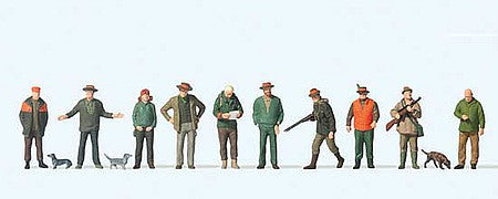 Preiser 10803 HO Scale Hunters and Helpers 10 People, 3 Dogs
