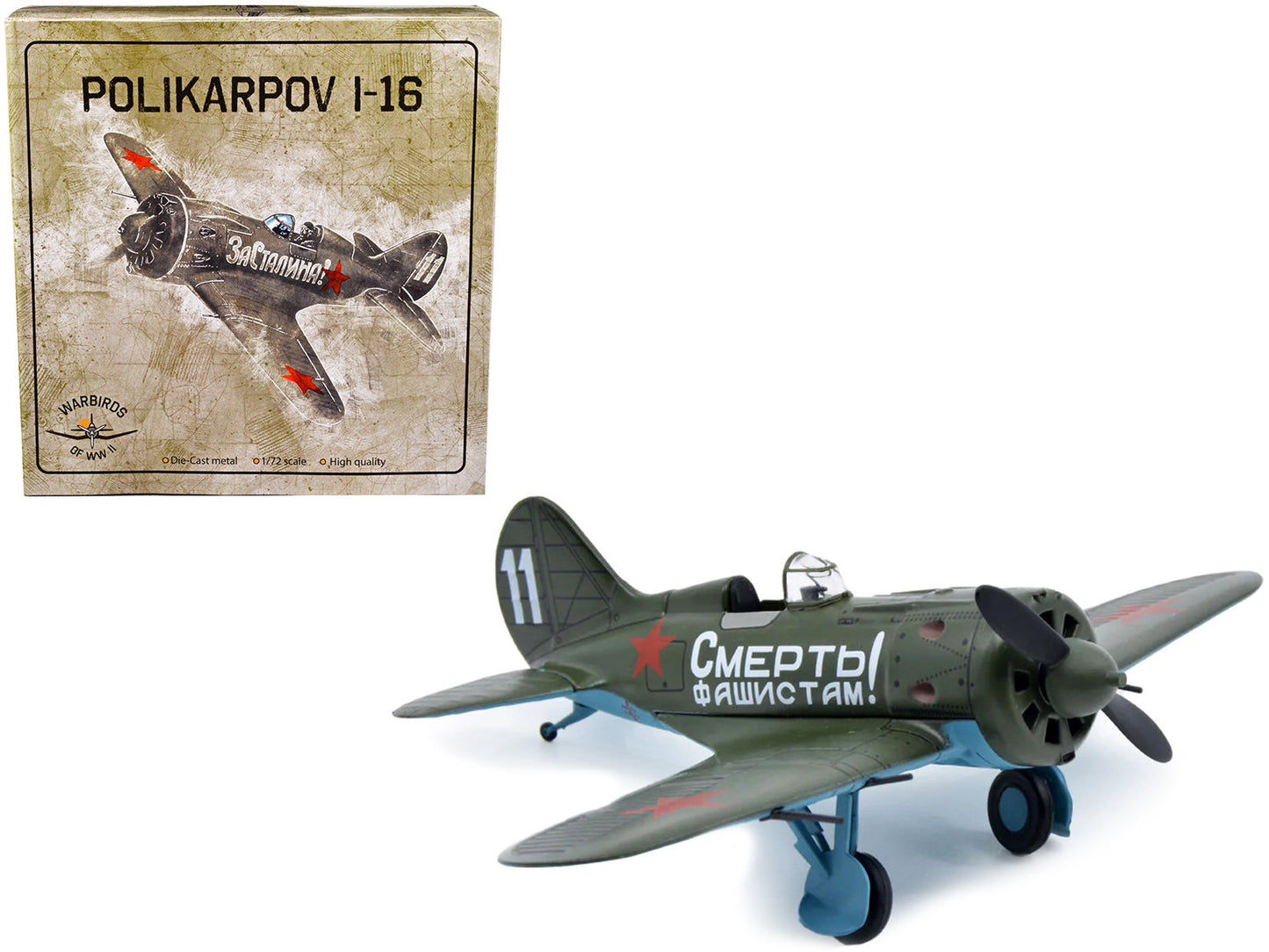 Polikarpov I-16 Fighter Plane (USSR 1933) 1/72 Diecast Model by Warbirds of WWII  free shipping USA
