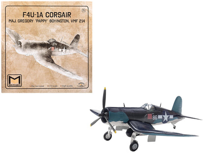 Vought F4U-1A Corsair Fighter Aircraft "Maj. Gregory "Pappy" Boyington VMF 214" United States Marine Corps 1/72 Diecast Model by Militaria Die Cast  free shipping USA