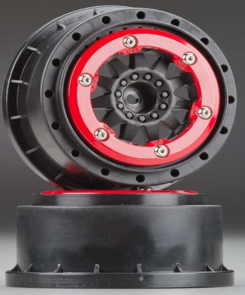 Pro-Line 2746-03 F-11 2.2" / 3.0" Red / Black Bead-Lock Wheels (2) Rear Blitz