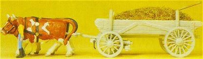 Preiser 30474 HO Scale Horse-Drawn Wagon Manure Wagon w/Driver, Load