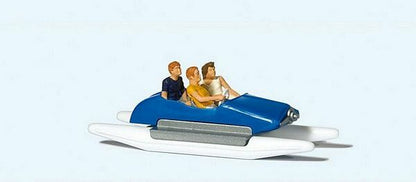Preiser 10682 HO Scale Pedal Boat w/Family Set #1 (blue, white)