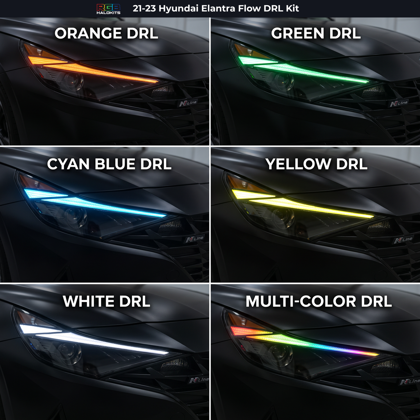Hyundai Elantra Multicolor Flow Series DRL Boards (2021-2023)