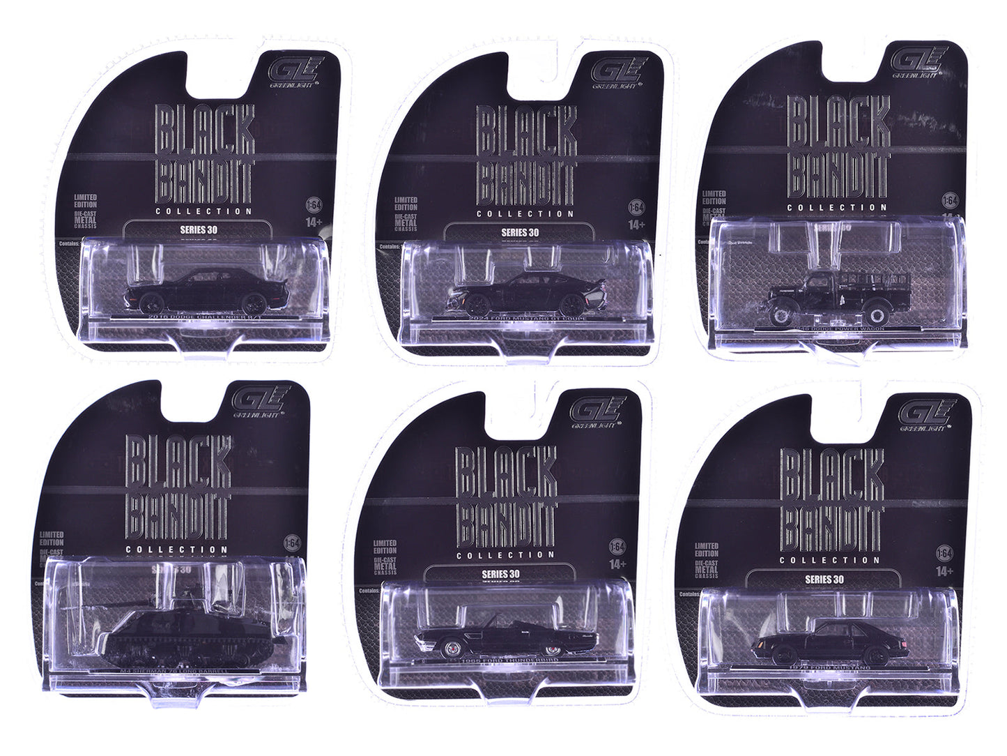 "Black Bandit" 6 piece Set Series 30 1/64 Diecast Model Cars by Greenlight  free shipping USA