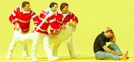 Preiser 10567 HO Scale Emergency Paramedics w/Rescue Sheet & Injured