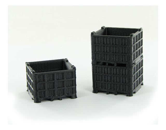 3D To Scale 64-252-BK 1/64 – Plastic Bin Pallets 3pk Black Scene Detail