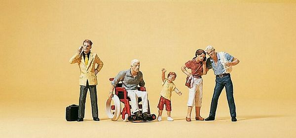 Preiser 10469 HO Scale Pedestrians Passers-By & Wheelchair pkg(5)