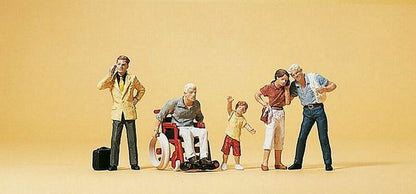 Preiser 10469 HO Scale Pedestrians Passers-By & Wheelchair pkg(5)