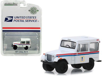 1971 Jeep DJ-5 White "United States Postal Service" (USPS) "Hobby Exclusive" 1/64 Diecast Model Car by Greenlight  free shipping USA