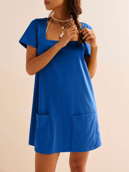 Lovelet Square Neck Short Sleeve Mini Tee Dress